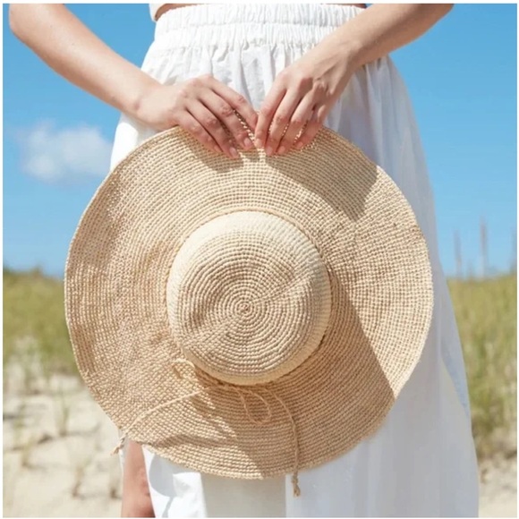 NWT Mar y Sol Grace Raffia Crocheted Sun Hat Natural - Picture 4 of 6